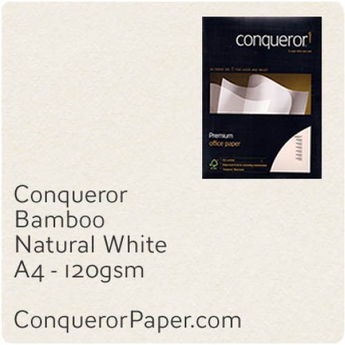 PAPER - Bamboo.64445C, TINT:NaturalWhite, FINISH:Bamboo, PAPER:120gsm, SIZE:A4-210x297mm, QTY:250Sheets, WATERMARK:No