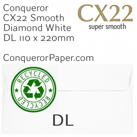 ENVELOPES - CX22.41127, RECYCLED, TINT=DiamondWhite, WINDOW=No, TYPE=Wallet, QUANTITY=500, SIZE=DL-110x220mm