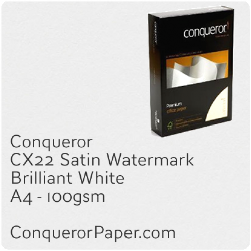 PAPER - CX22.42459C, TINT:BrilliantWhite, FINISH:CX22, PAPER:100gsm, SIZE:A4-210x297mm, QUANTITY:500Sheets, WATERMARK:Yes
