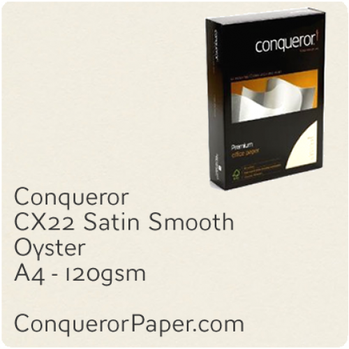 PAPER - CX22.42487C, TINT:Oyster, FINISH:CX22, PAPER:120gsm, SIZE:A4-210x297mm, QUANTITY:250Sheets, WATERMARKED:No