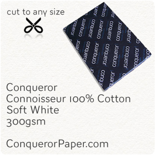 PAPER - CONNOISSEUR.23279, TINT:SoftWhite, FINISH:Cotton, PAPER:300gsm, SIZE:450x640mm, QUANTITY:100Sheets, WATERMARK:No 