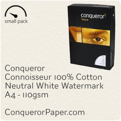 PAPER - CONNOISSEUR.23280SP, TINT:Neutral, FINISH:Cotton, PAPER:110gsm, SIZE:A4-210x297mm, QUANTITY:50Sheets, WATERMARK:Yes
