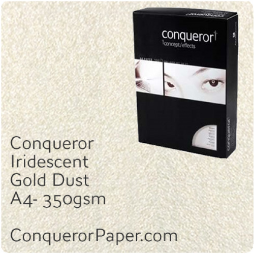 PAPER - IRIDESCENT.37840C, TINT:GoldDust, FINISH:Iridescent, PAPER:350gsm, SIZE:A4-210x297mm, QUANTITY:100Sheets, WATERMARKED:No