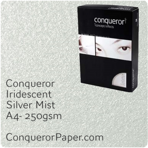 PAPER - IRIDESCENT.64059C, TINT:SilverMist, FINISH:Iridescent, PAPER:250gsm, SIZE:A4-210x297mm, QUANTITY:100Sheets, WATERMARKED:No