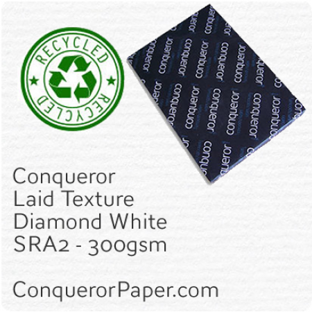 RECYCLED PAPER - Laid.41123, TINT:DiamondWhite, FINISH:Laid, PAPER:300gsm, SIZE:SRA2 - 450x640mm, QUANTITY:100Sheets, WATERMARK:No 