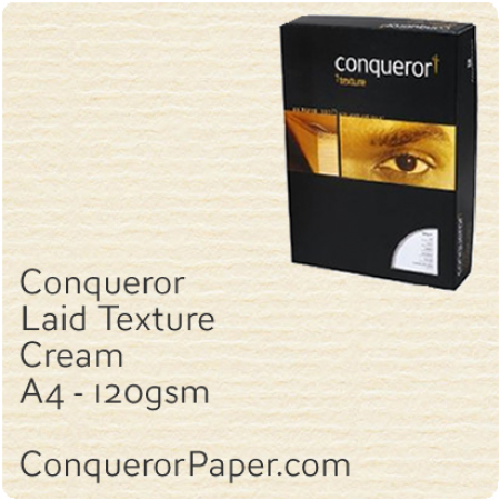PAPER - Laid.42572C, TINT:Cream, FINISH:Laid, PAPER:120gsm, SIZE:A4-210x297mm, QTY:250Sheets, WATERMARK:No