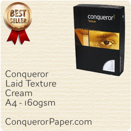 PAPER - Laid.97124C, TINT:Cream, FINISH:Laid, PAPER:160gsm, SIZE:A4-210x297mm, QTY:150Sheets, WATERMARK:No