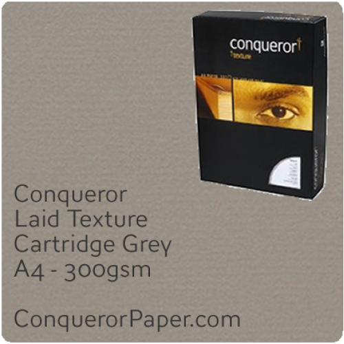 PAPER - Laid.42862C, TINT:Cartridge Grey, FINISH:Laid, PAPER:300gsm, SIZE:A4-210x297mm, QTY:100Sheets, WATERMARKED:No