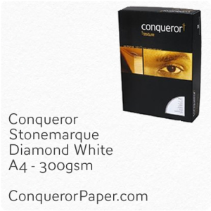 PAPER - Stonemarque.96912C, TINT:DiamondWhite, FINISH:Stonemaque, PAPER:300gsm, SIZE:A4-210x297mm, QUANTITY:100Sheets, WATERMARK:No