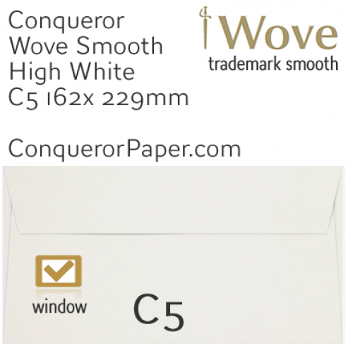 ENVELOPES - Wove.01560, TINT=HighWhite, WINDOW=Yes, TYPE=Wallet, SIZE=C5-162x229mm, QUANTITY=250 