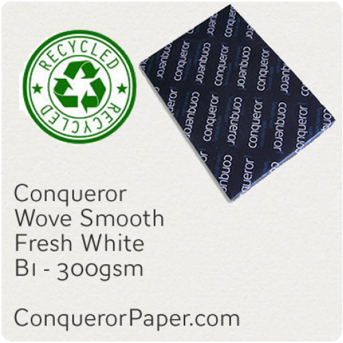 RECYCLED PAPER Wove.96819, TINT:FreshWhite, FINISH:Wove, PAPER:300gsm, SIZE:700x1000mm, QUANTITY:100Sheets, WATERMARKED:No
