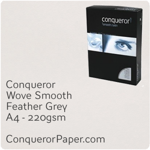 PAPER - Wove.42869C, TINT:Feather Grey, FINISH:Wove, PAPER:220gsm, SIZE:A4-210x297mm, QTY:100Sheets, WATERMARKED:No
